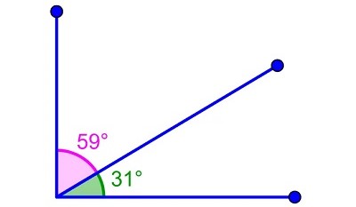 a 59-degree angle adjacent to a 31-degree angle